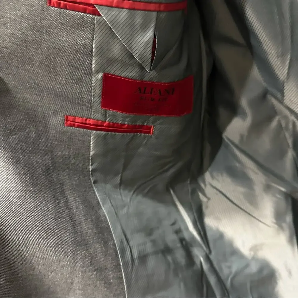 Alfani slim fit stretch gray wrinkle resistant suit jacket double vents size 38L